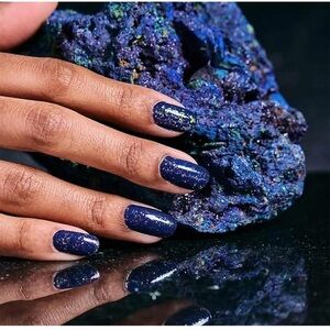 Color street deepwater opal blue gold iridescent nail polish strips